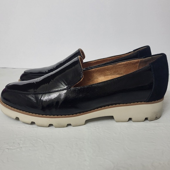 Vionic Kensley Black Patent Leather Suede Loafer Shoes Women Size 8 Office Chic - Picture 3 of 10